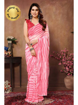 VAIRAGEE - Pink Soft Georgette Printed Ready to Wear Saree with Unstitched Blouse