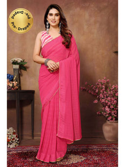 VAIRAGEE - Pink Soft Georgette Ready to Wear Saree with Unstitched Blouse
