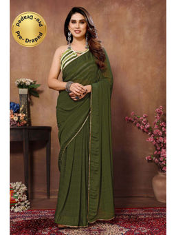VAIRAGEE - Green Soft Georgette Ready to Wear Saree with Unstitched Blouse