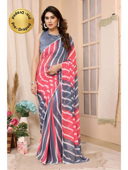 VAIRAGEE - Pink Soft Georgette Printed Ready to wear Saree with Unstitched Blouse