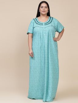Sweet Dreams - Printed Pattern Womens Short Sleeves Regular Length Nighty Blue