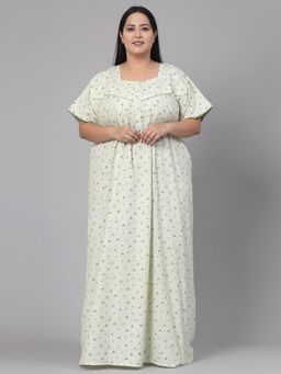 Sweet Dreams - Printed Pattern Womens Short Sleeves Regular Length Nighty Green