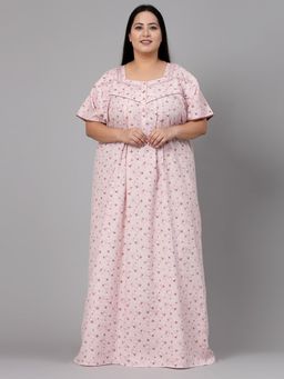 Sweet Dreams - Printed Pattern Womens Short Sleeves Regular Length Nighty Pink