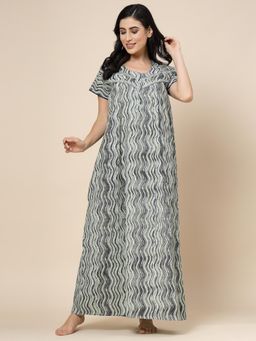 Sweet Dreams - Stripes Pattern Womens Short Sleeves Regular Length Nighty Multi-Color