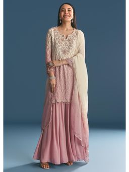 KALKI FASHION - Multi Color Chiffon Ombre Kurta with Palazzo & Dupatta