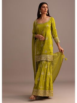 KALKI FASHION - Green Sequins Kurti with Sharara & Dupatta