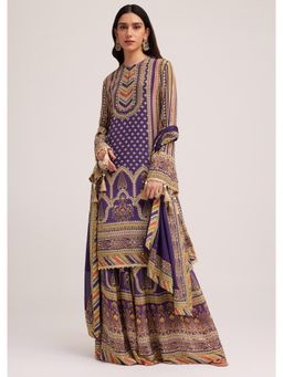 KALKI FASHION - Purple Printed Kurta with Palazzo & Dupatta