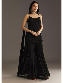 KALKI FASHION - Black Georgette Kurta with Cut Dana And Sharara & Dupatta