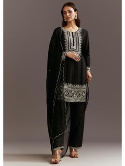 KALKI FASHION - Black Beads and Sequins Work Kurta with Pant & Dupatta