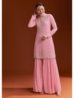 KALKI FASHION - Light Pink Sequins Kurta with Sharara & Dupatta