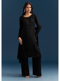 KALKI FASHION - Black Chinon Sequins And Cut Dana Work Kurta & Pant with Dupatta
