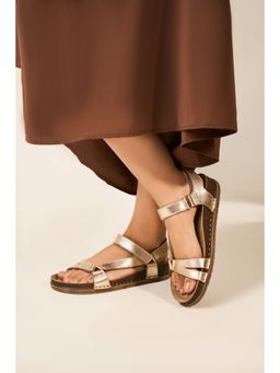 Heel Your Sole - Women Gold Leather Sandals