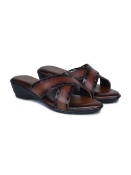 Zoom Shoes - Women Brown Leather Sandal Heels