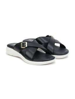 Zoom Shoes - Women Black Leather Sandals