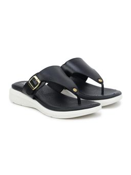 Zoom Shoes - Women Black Leather Sandals