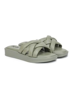 Zoom Shoes - Women Olive Leather Sandals
