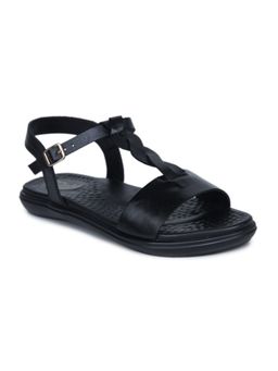 Zoom Shoes - Women Black Leather Sandals