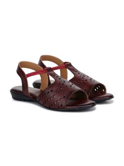 Zoom Shoes - Women Red Leather Sandals