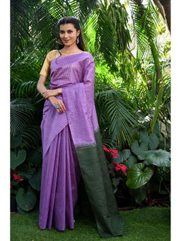 Beatitude - Purple Kota Handwoven Banswara Silk Saree with Unstitched Blouse