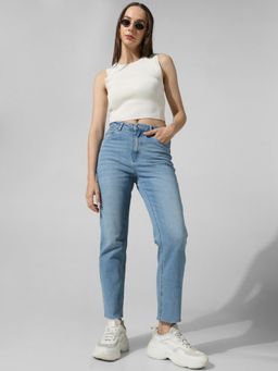 ONLY - Blue Straight Fit High Waist Jeans