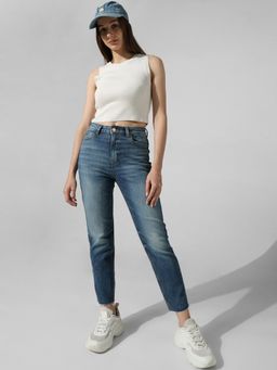 ONLY - Blue Straight Fit High Waist Jeans