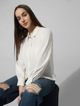 ONLY - White Puff-Sleeved Shirt