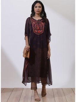 Lakshita - Deep Purple Embroidered Nargis Kaftan