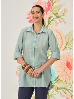 Lakshita - Blue Viscose Embroidered Shirt