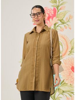 Lakshita - Olive Viscose Embroidered Shirt