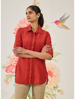 Lakshita - Red Viscose Embroidered Shirt