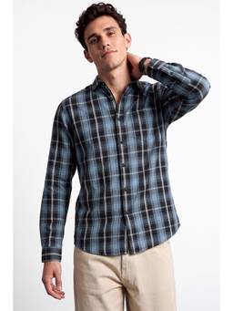 Allen Solly - Men Blue Checks Full Sleeves Shirt