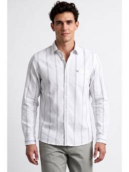 Allen Solly - Men White Stripes Full Sleeves Shirt