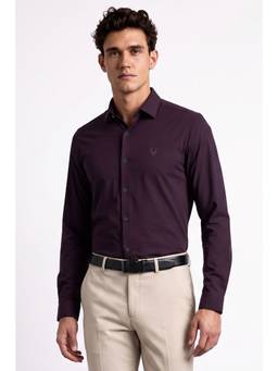 Allen Solly - Men Purple Solid Full Sleeves Shirt