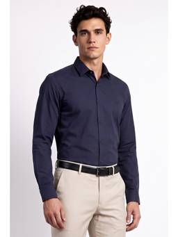 Allen Solly - Men Navy Blue Solid Full Sleeves Shirt