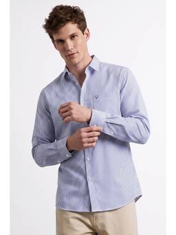 Allen Solly - Men Blue Stripes Full Sleeves Shirt