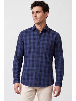 Allen Solly - Men Navy Blue Checks Full Sleeves Shirt