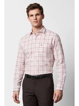 Allen Solly - Men Peach Checks Full Sleeves Shirt
