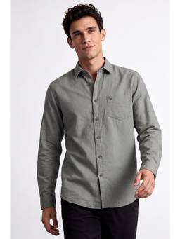 Allen Solly - Men Grey Solid Full Sleeves Shirt