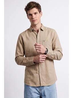 Allen Solly - Men Beige Solid Full Sleeves Shirt