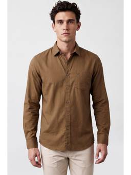Allen Solly - Men Brown Solid Full Sleeves Shirt