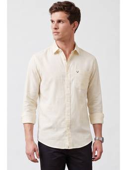 Allen Solly - Men Cream Solid Full Sleeves Shirt