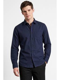 Allen Solly - Men Navy Blue Solid Full Sleeves Shirt
