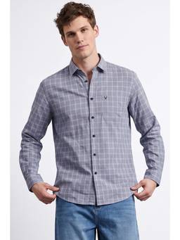 Allen Solly - Men Grey Checks Full Sleeves Shirt