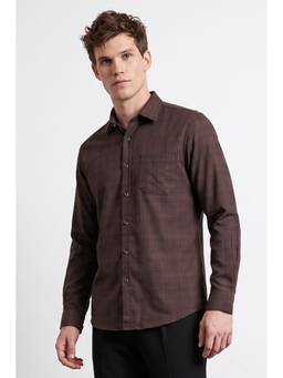 Allen Solly - Men Brown Checks Full Sleeves Shirt