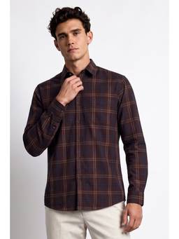 Allen Solly - Men Maroon Checks Full Sleeves Shirt