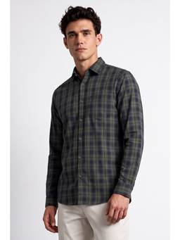 Allen Solly - Men Olive Checks Full Sleeves Shirt