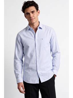 Allen Solly - Men Blue Stripes Full Sleeves Shirt