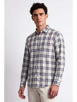 Allen Solly - Men Off White Checks Full Sleeves Shirt