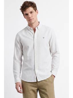 Allen Solly - Men Off White Stripes Full Sleeves Shirt