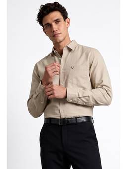 Allen Solly - Men Beige Solid Full Sleeves Shirt